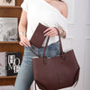 Minimalist Tan Leather Tote Bag for Women – Large Capacity Shoulder Handbag