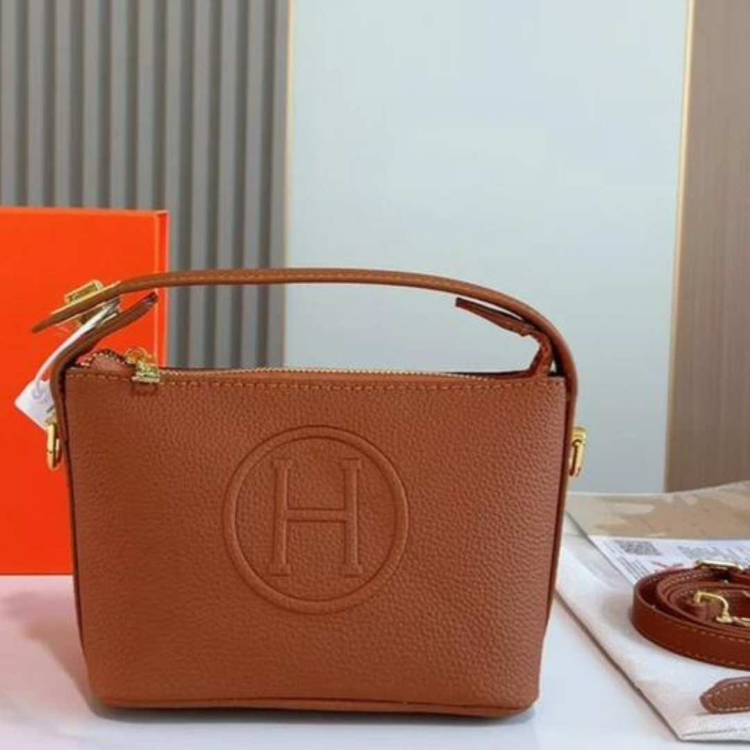 Luxury Women’s Leather Handbag with Embossed H Logo