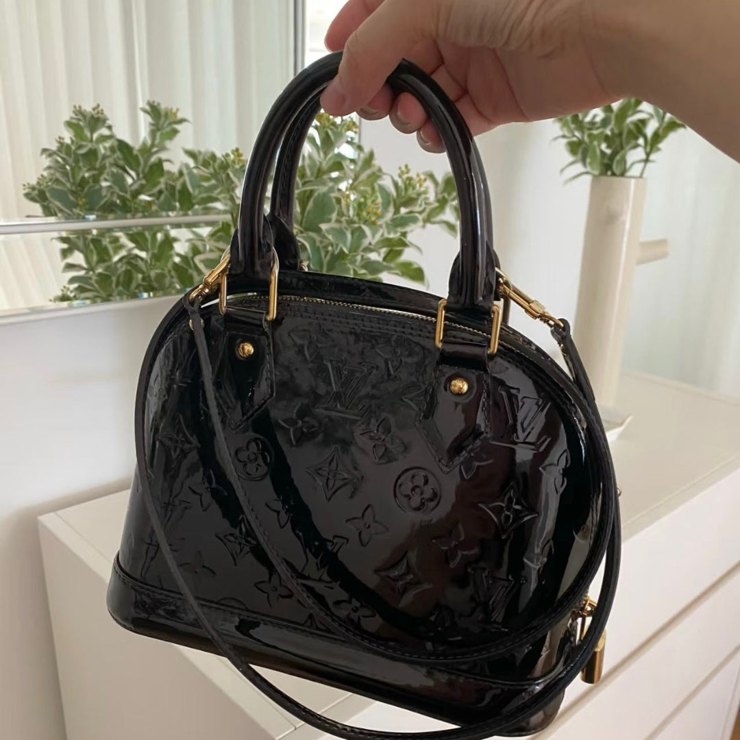 Louis Vuitton Alma BB Vernis Patent Leather Handbag – Red Glossy Finish