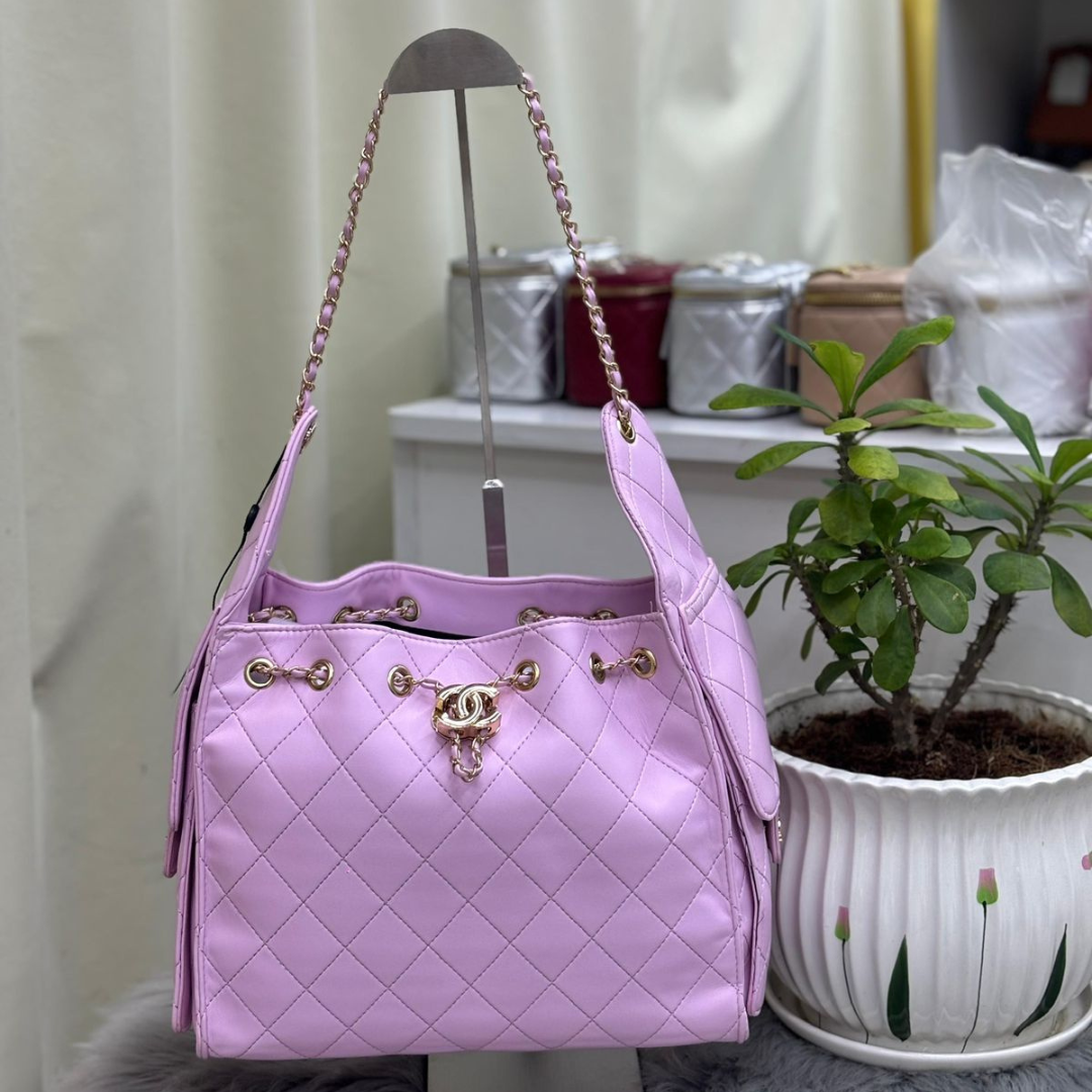 CHANEL Women’s Pink Quilted Leather Shoulder Bag