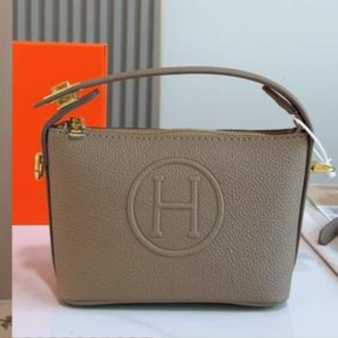 Luxury Women’s Leather Handbag with Embossed H Logo