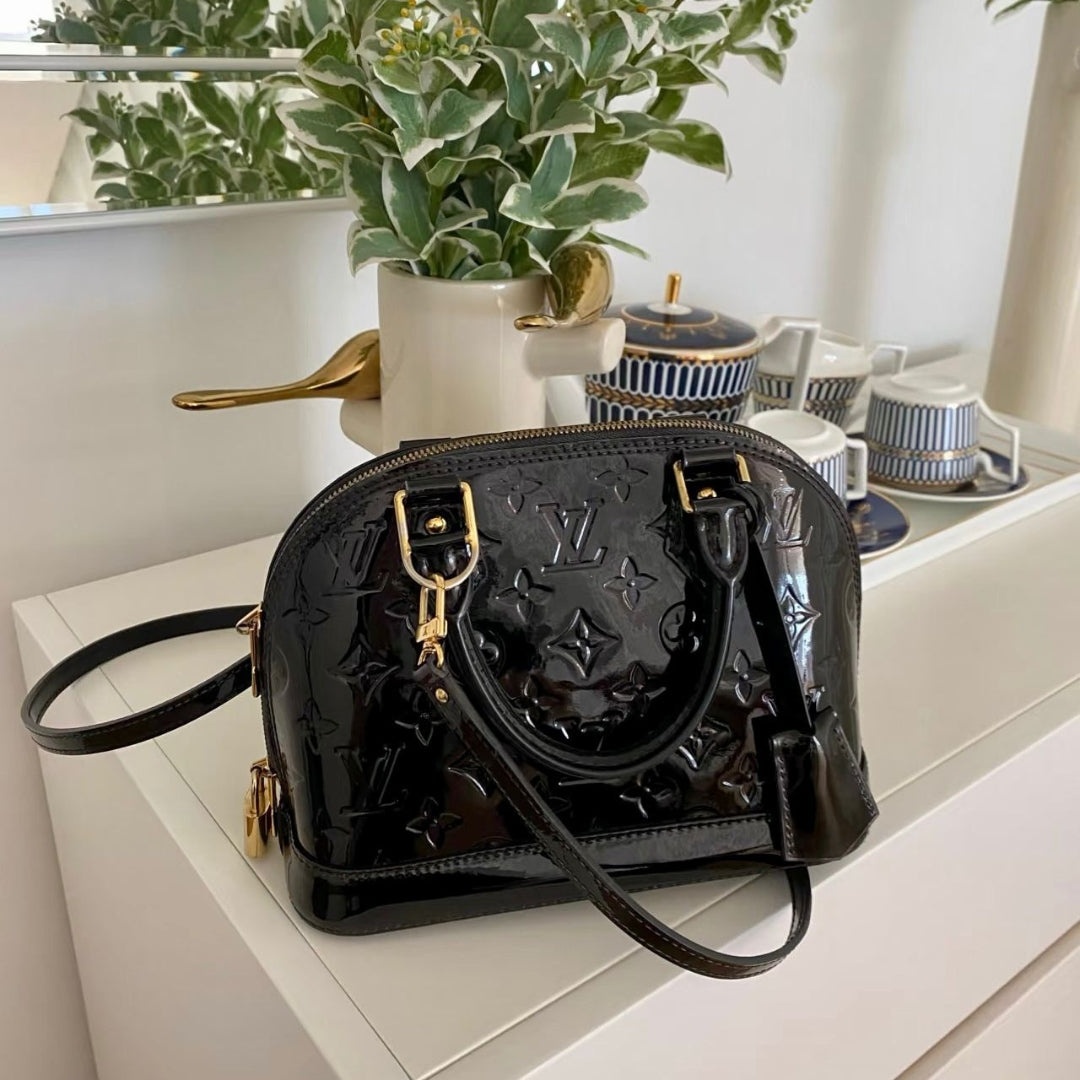 Louis Vuitton Alma BB Vernis Patent Leather Handbag – Red Glossy Finish