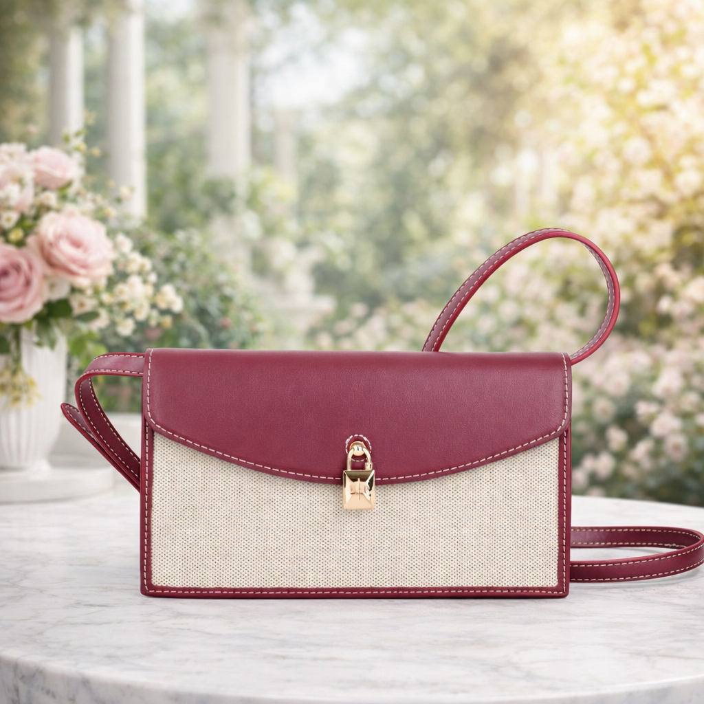 Luxury Two Tone Leather Shoulder Bag for Women – Elegant Designer Style Crossbody Handbag