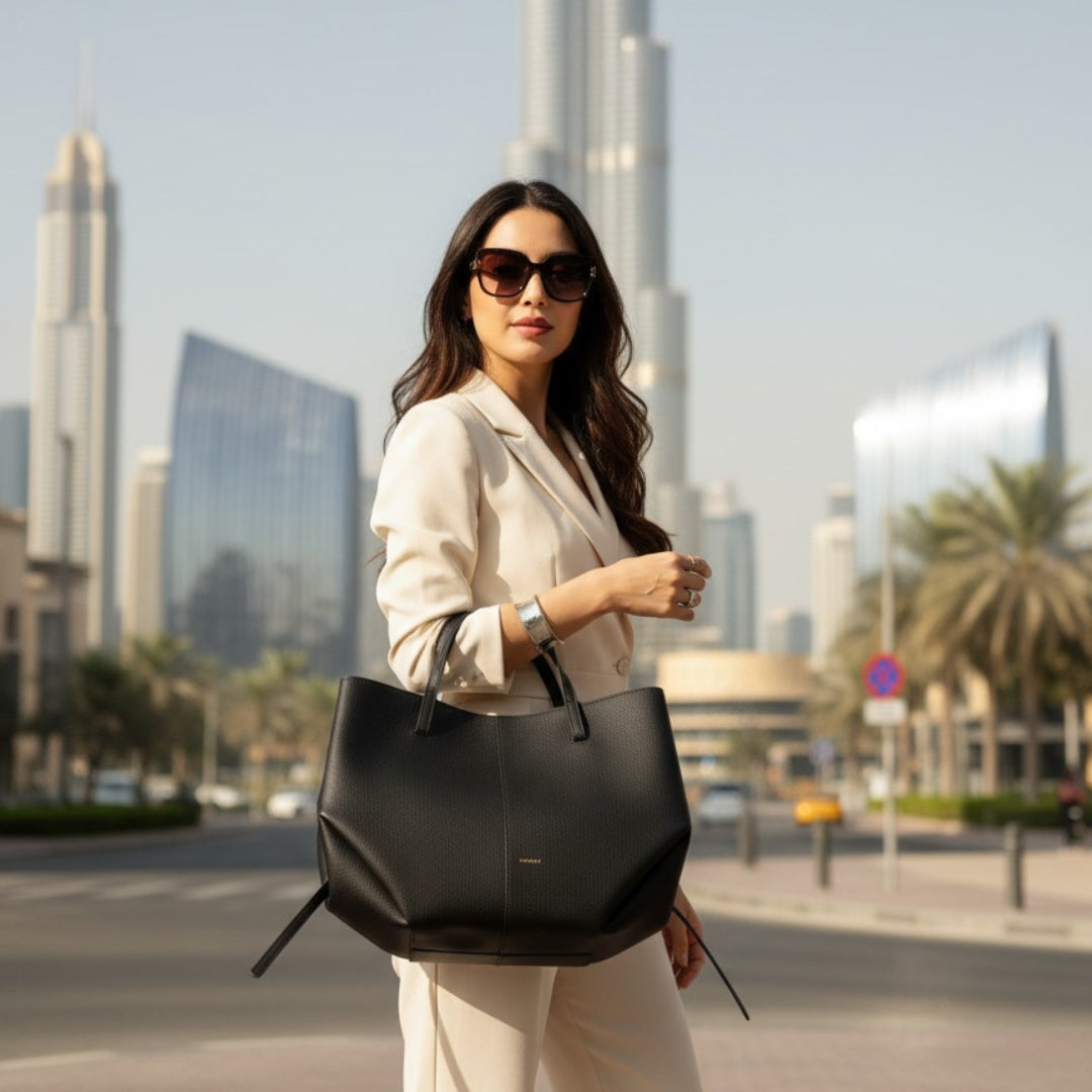 Minimalist Tan Leather Tote Bag for Women – Large Capacity Shoulder Handbag