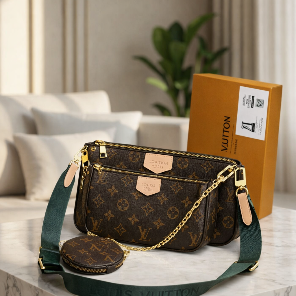 Luxury Monogram Multi Pochette Crossbody Bag with Coin Pouch