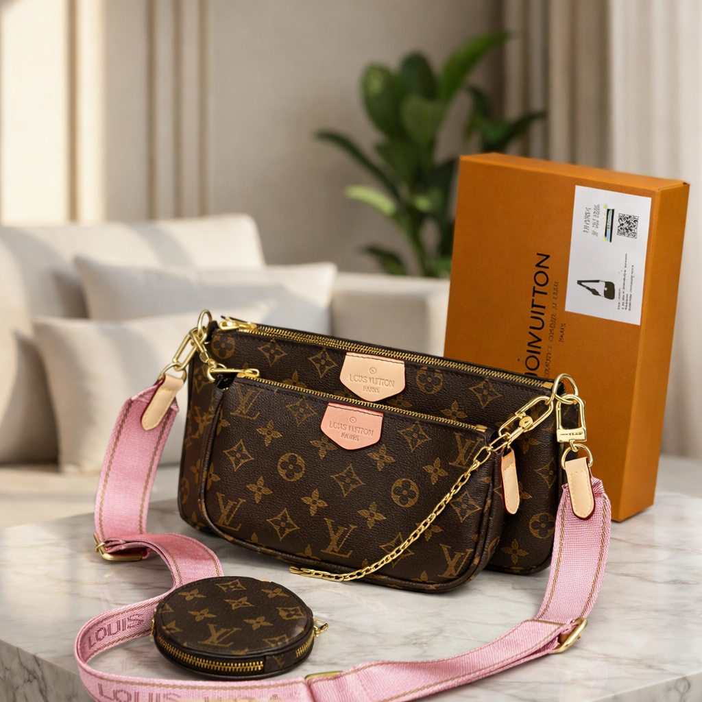 Luxury Monogram Multi Pochette Crossbody Bag with Coin Pouch