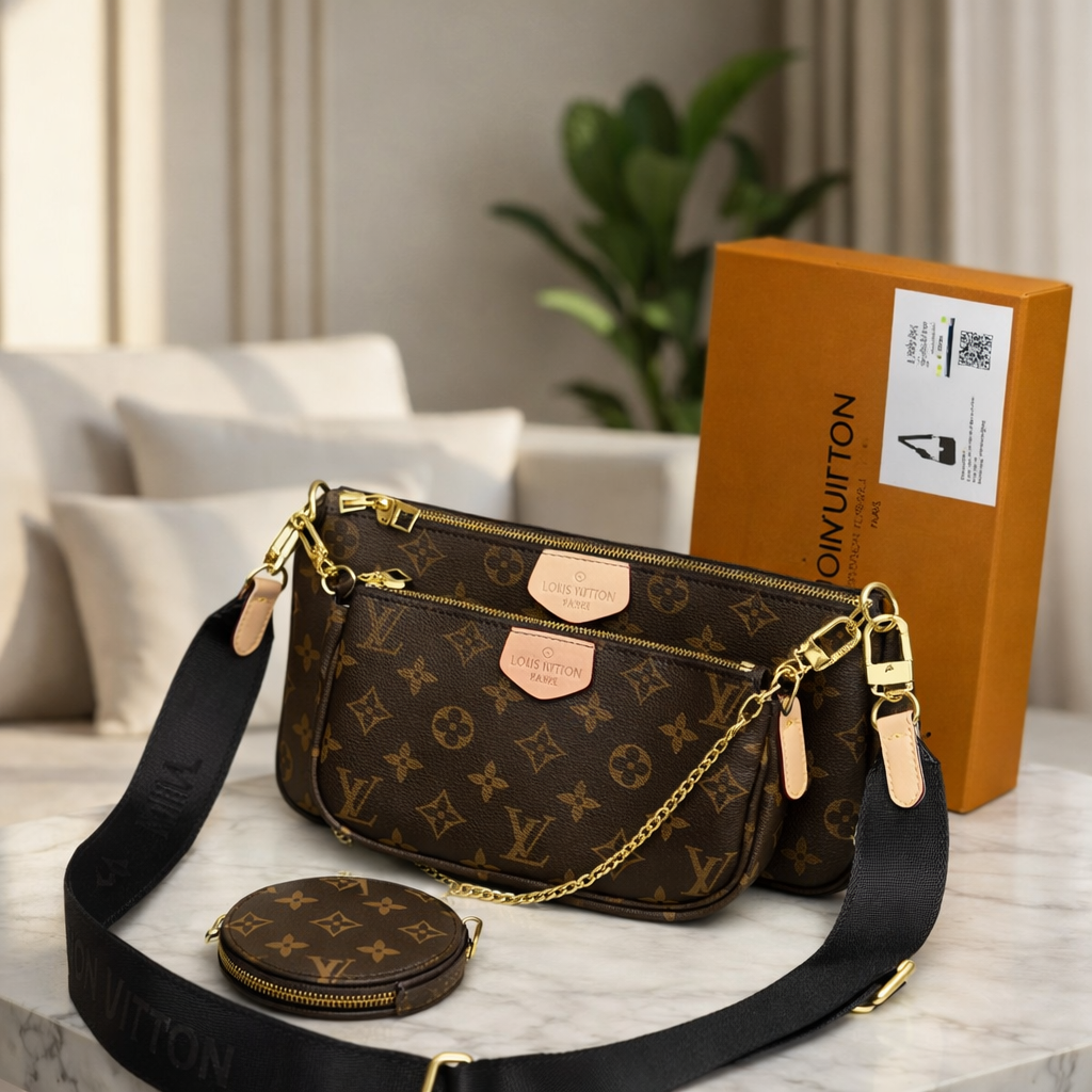 Luxury Monogram Multi Pochette Crossbody Bag with Coin Pouch