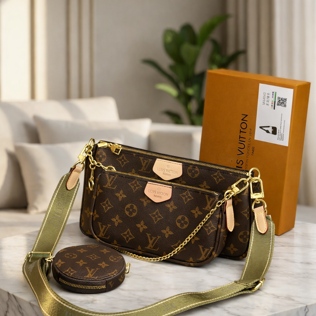 Luxury Monogram Multi Pochette Crossbody Bag with Coin Pouch