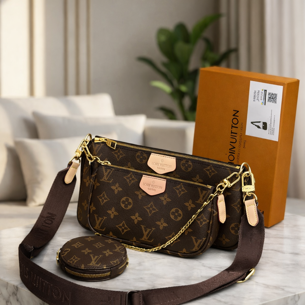 Luxury Monogram Multi Pochette Crossbody Bag with Coin Pouch
