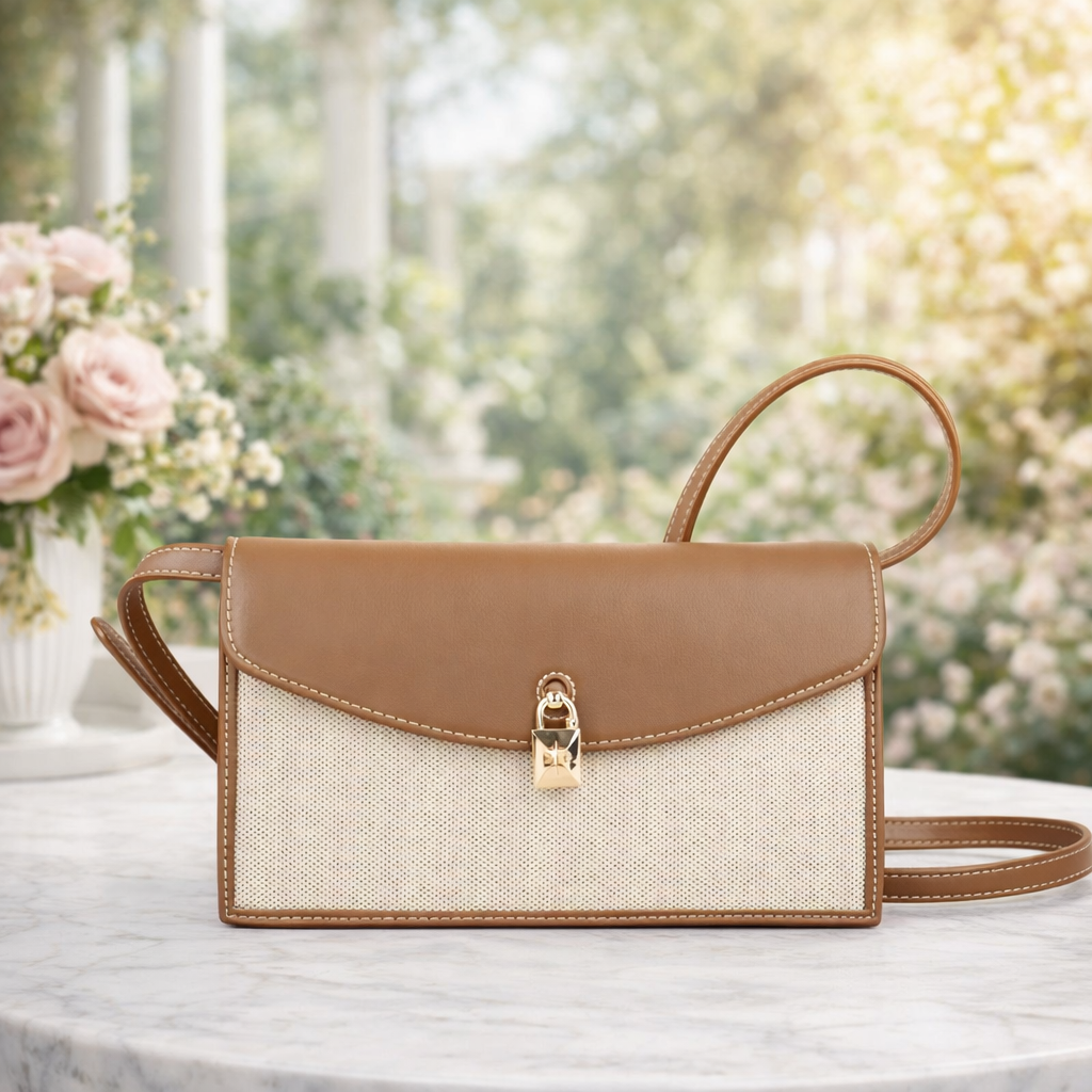 Luxury Two Tone Leather Shoulder Bag for Women – Elegant Designer Style Crossbody Handbag