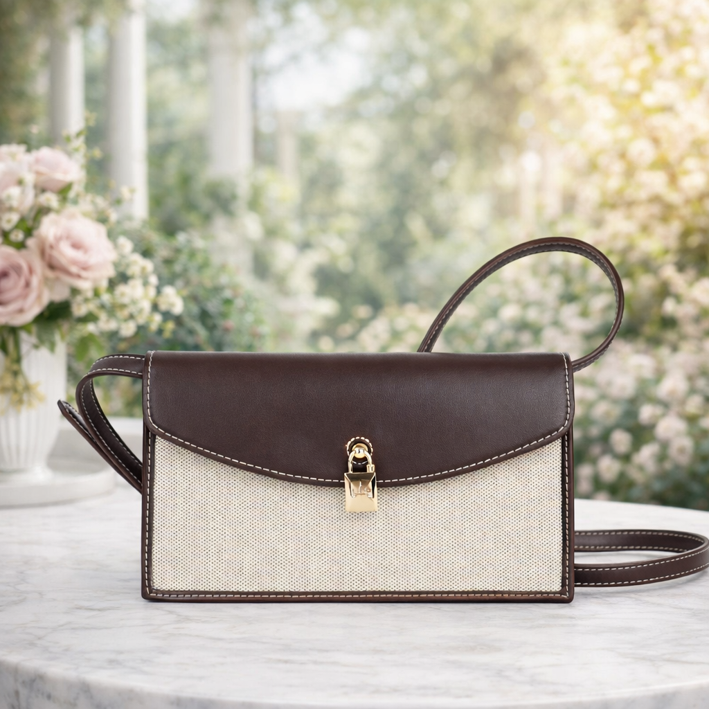 Luxury Two Tone Leather Shoulder Bag for Women – Elegant Designer Style Crossbody Handbag