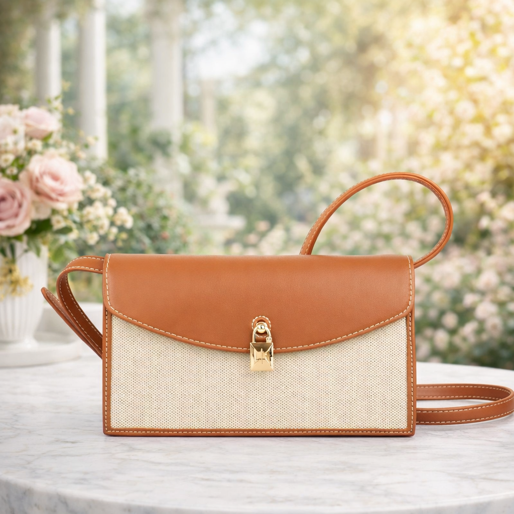 Luxury Two Tone Leather Shoulder Bag for Women – Elegant Designer Style Crossbody Handbag