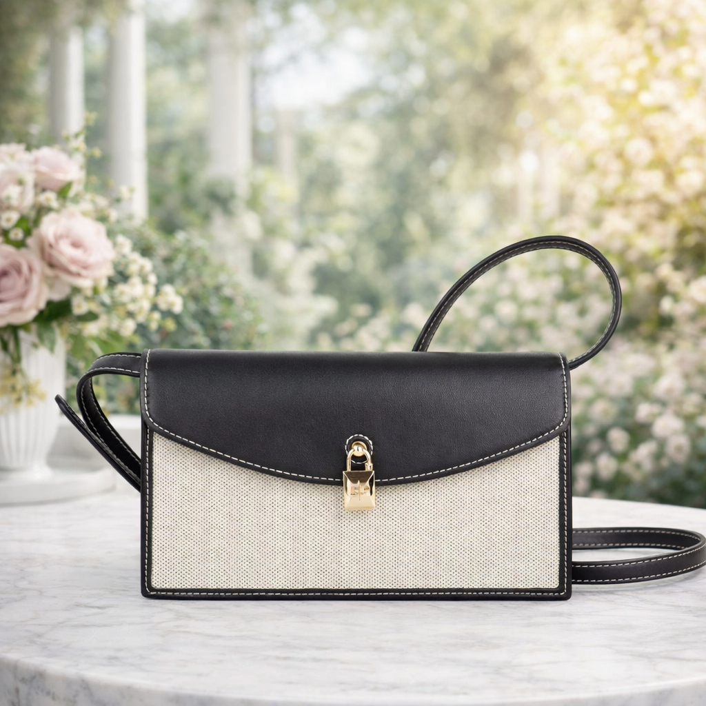 Luxury Two Tone Leather Shoulder Bag for Women – Elegant Designer Style Crossbody Handbag