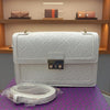 White Luxury Embossed Leather Shoulder Bag – Elegant Crossbody Purse for Women