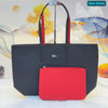 Lacoste Black & Red Reversible Tote Bag with Matching Pouch – 46cm