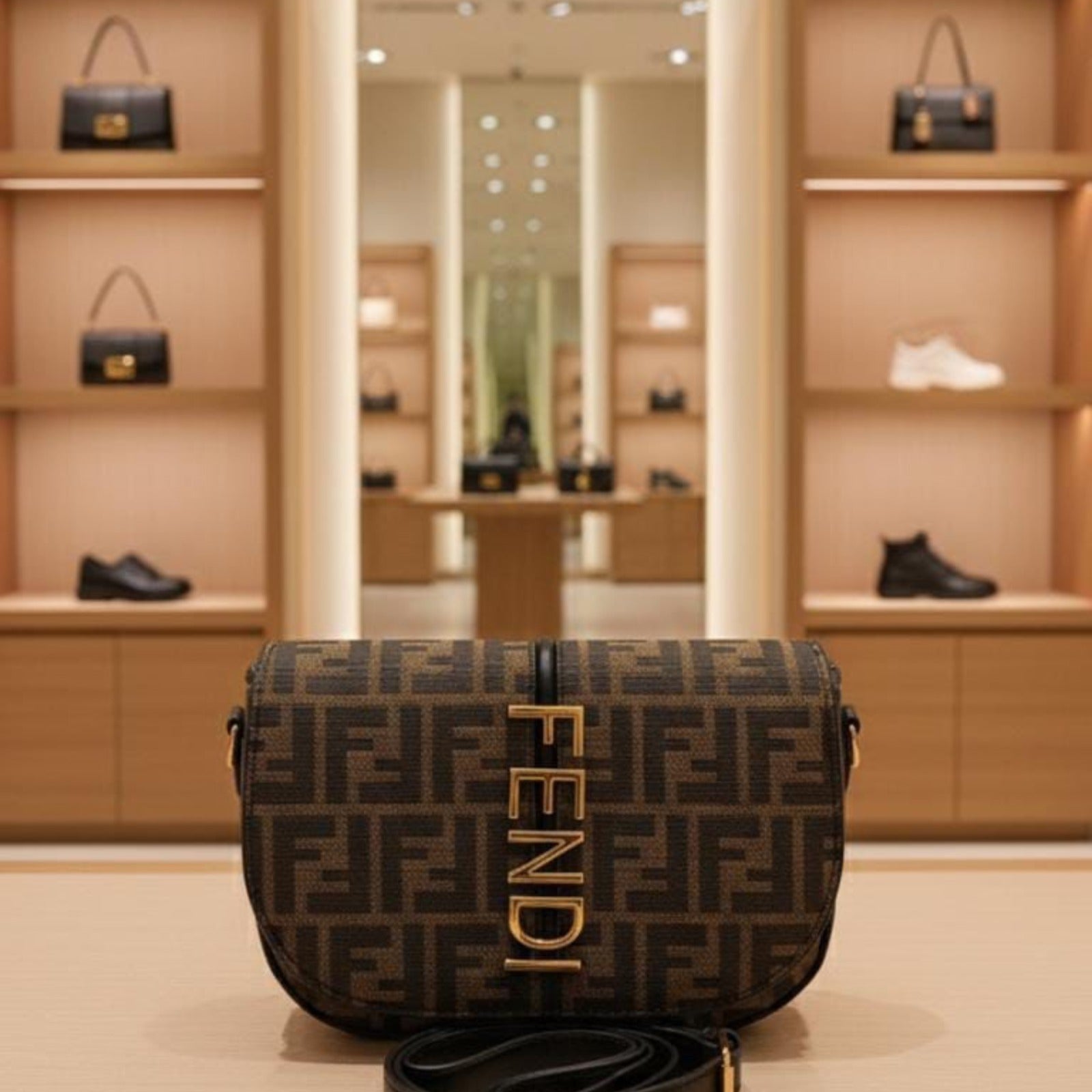 Fendi Luxury Crossbody Bag with Gold Logo – Designer Edition UAE