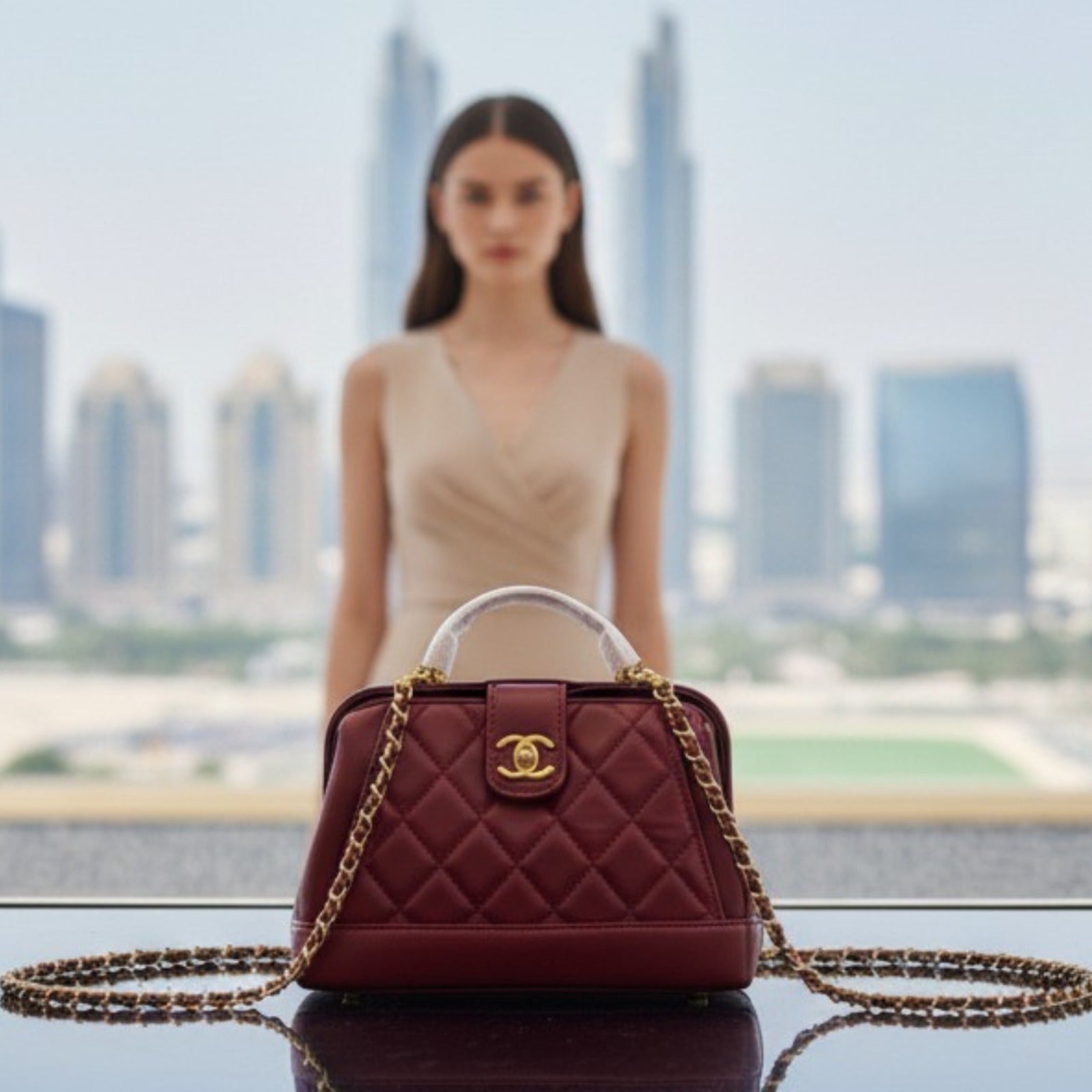 Luxury Quilted Handbag with Gold Chain | Elegant Designer Shoulder Bag