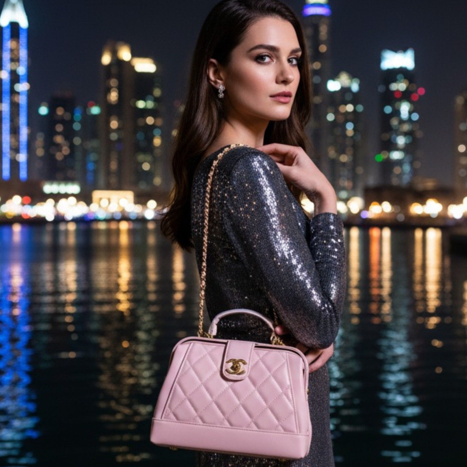 Luxury Quilted Handbag with Gold Chain | Elegant Designer Shoulder Bag