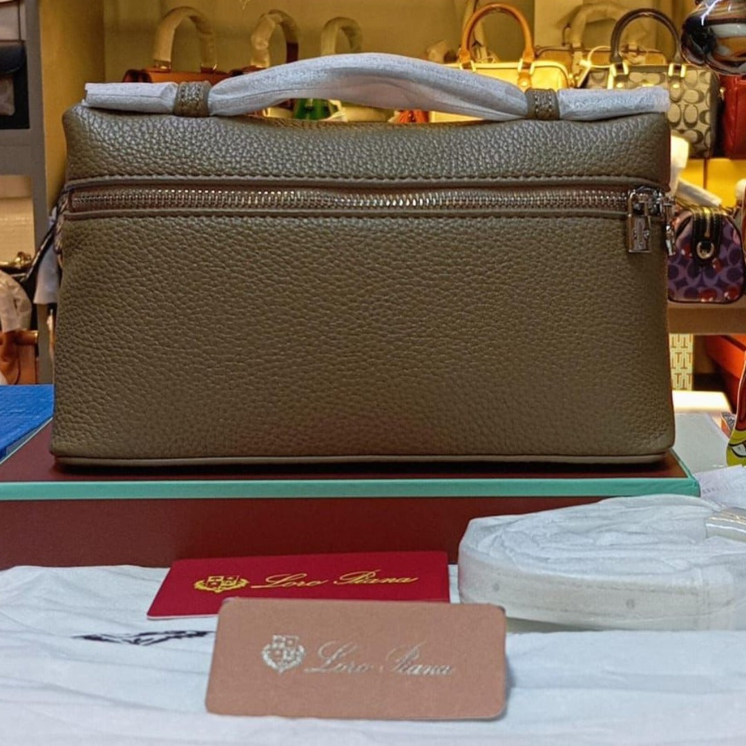 Luxury Loro Piana Grey Leather Handbag – Elegant Designer Tote for Women