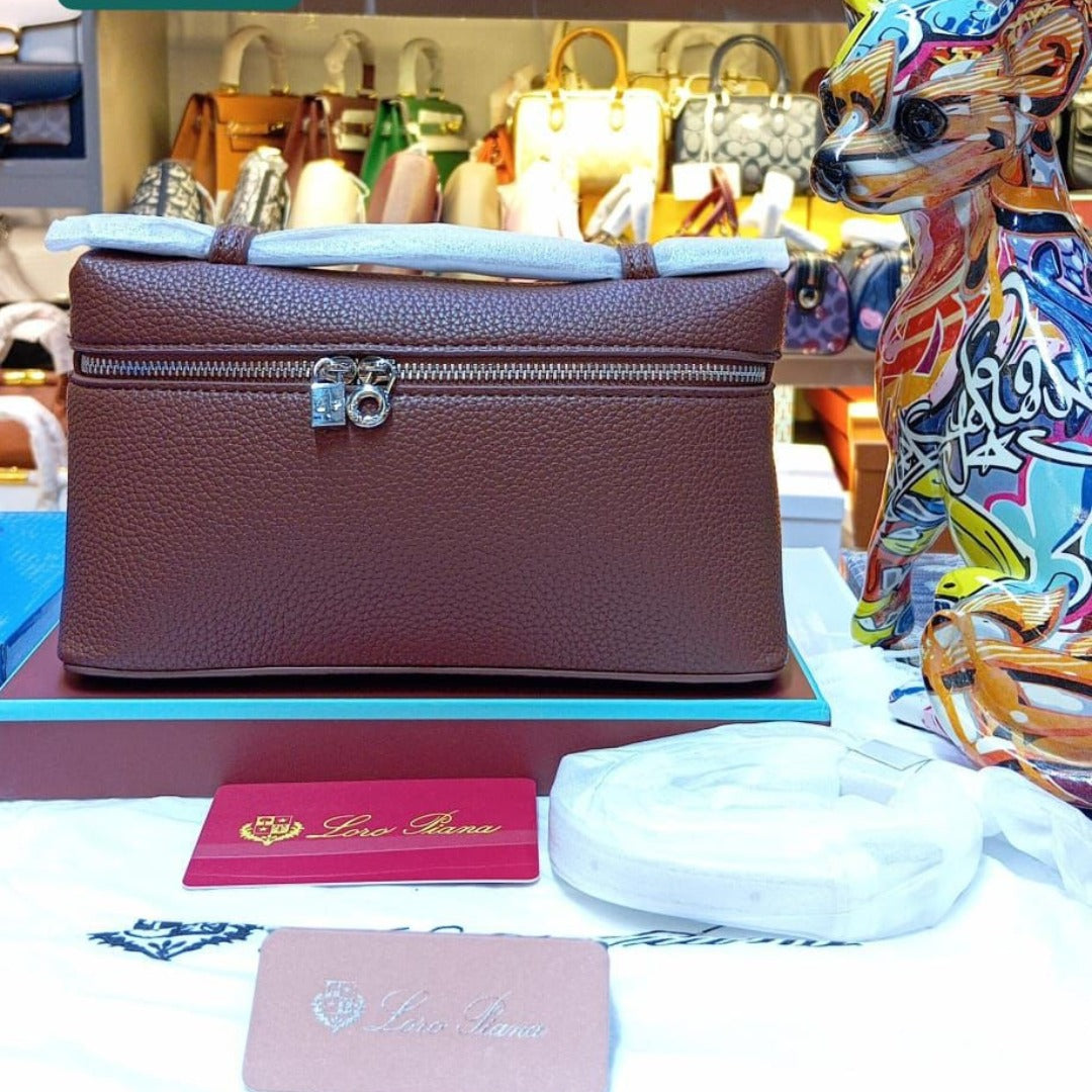 Luxury Loro Piana Grey Leather Handbag – Elegant Designer Tote for Women