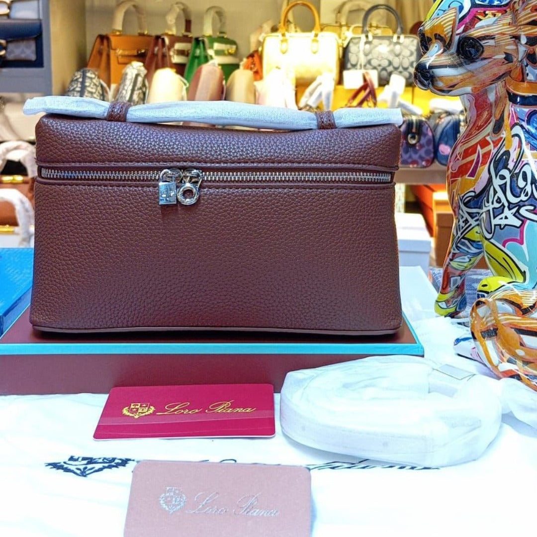 Luxury Loro Piana Grey Leather Handbag – Elegant Designer Tote for Women