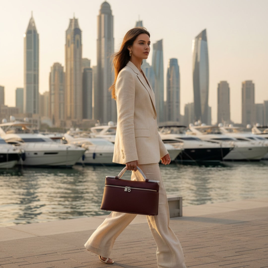 Luxury Loro Piana Grey Leather Handbag – Elegant Designer Tote for Women