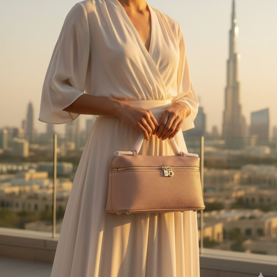 Luxury Loro Piana Grey Leather Handbag – Elegant Designer Tote for Women