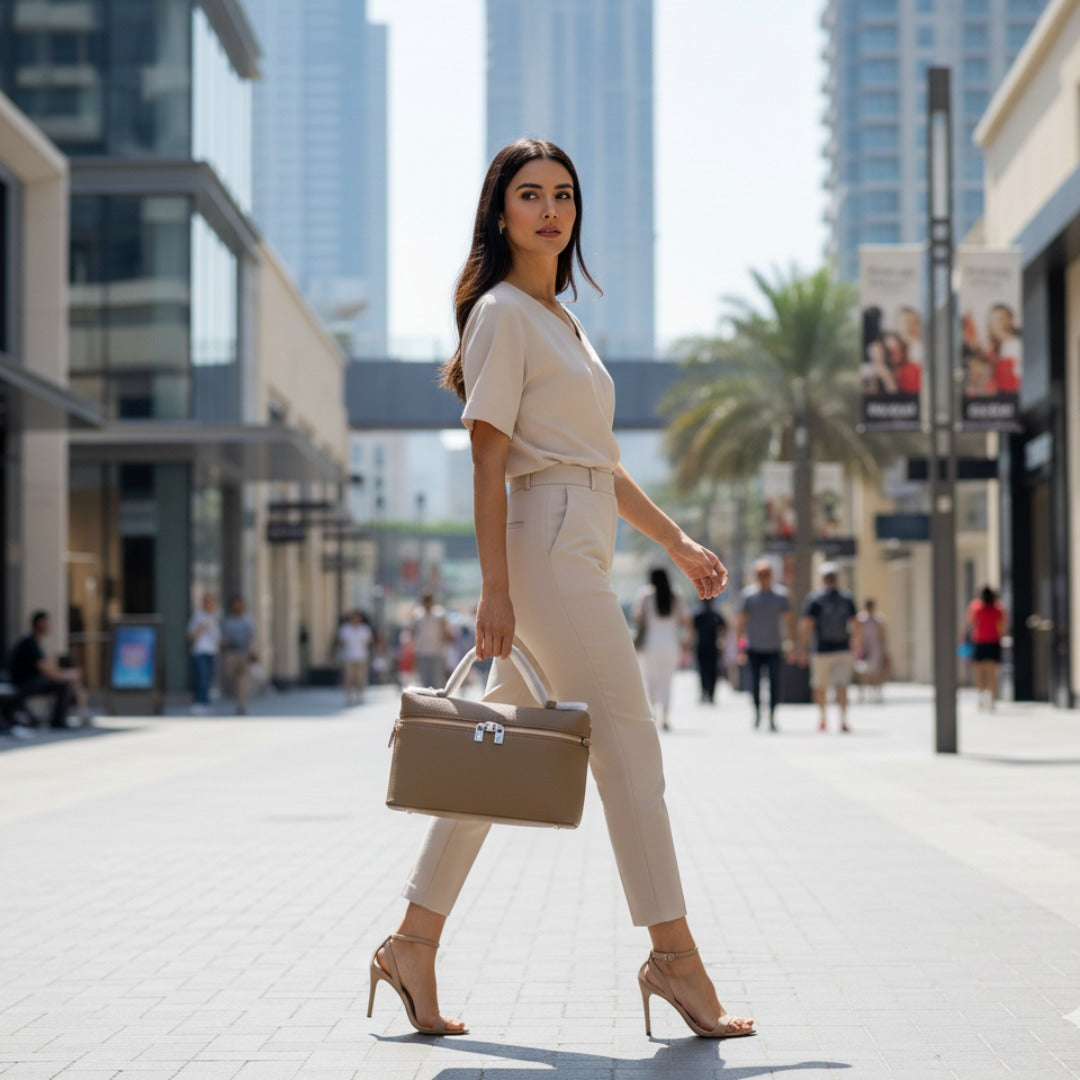 Luxury Loro Piana Grey Leather Handbag – Elegant Designer Tote for Women