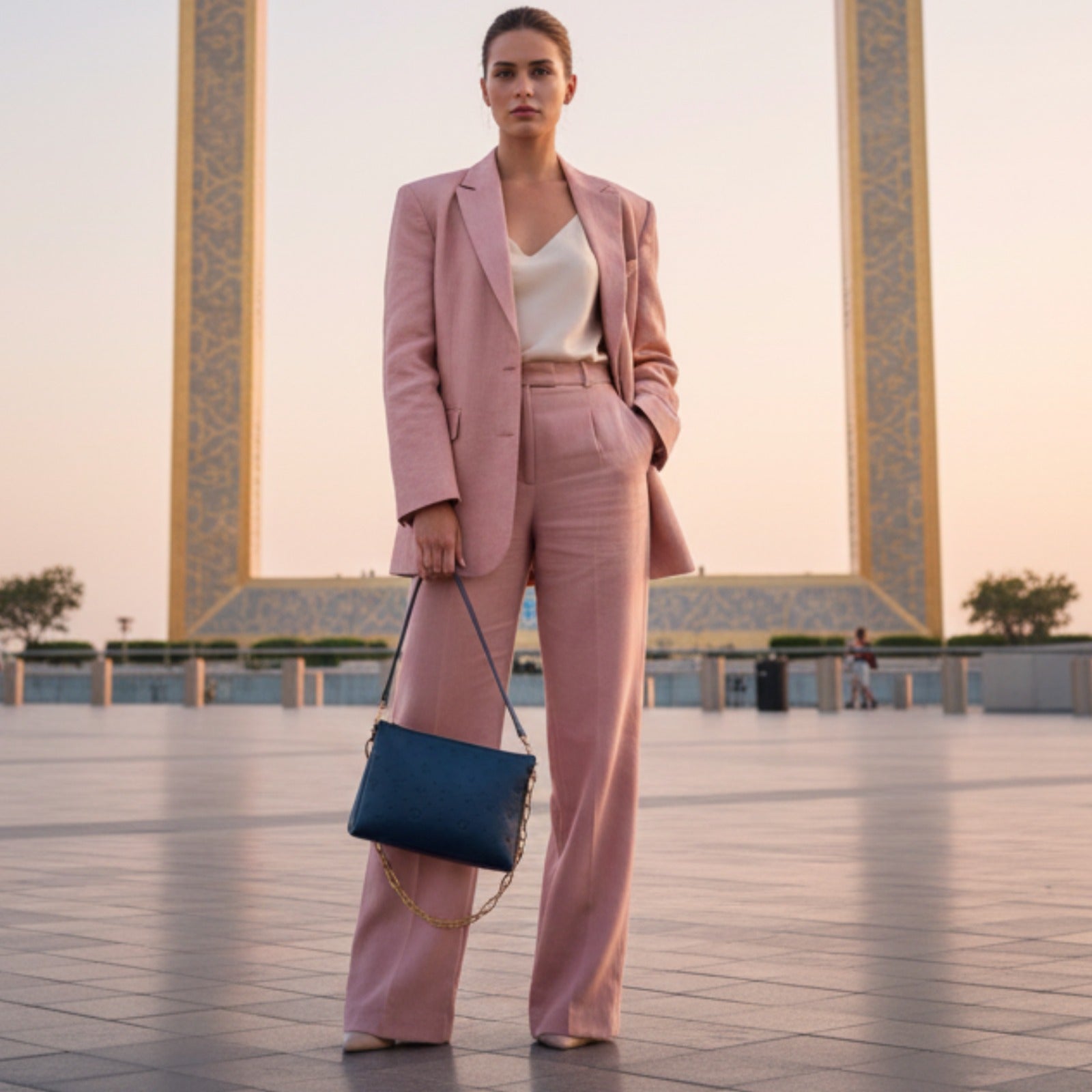 Iconic LV Monogram Pochette/Clutch with Gold Chain Strap