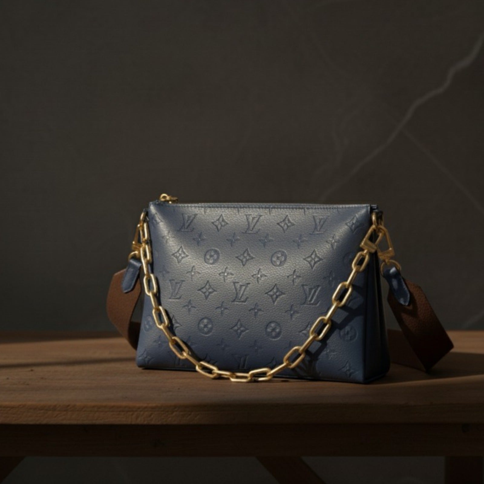 Iconic LV Monogram Pochette/Clutch with Gold Chain Strap