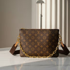 Iconic LV Monogram Pochette/Clutch with Gold Chain Strap