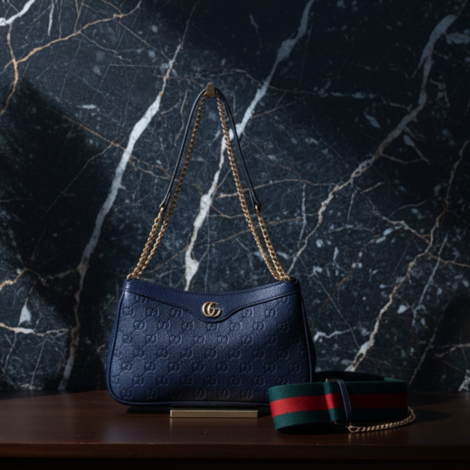 Gucci-Inspired Monogram Shoulder Bag