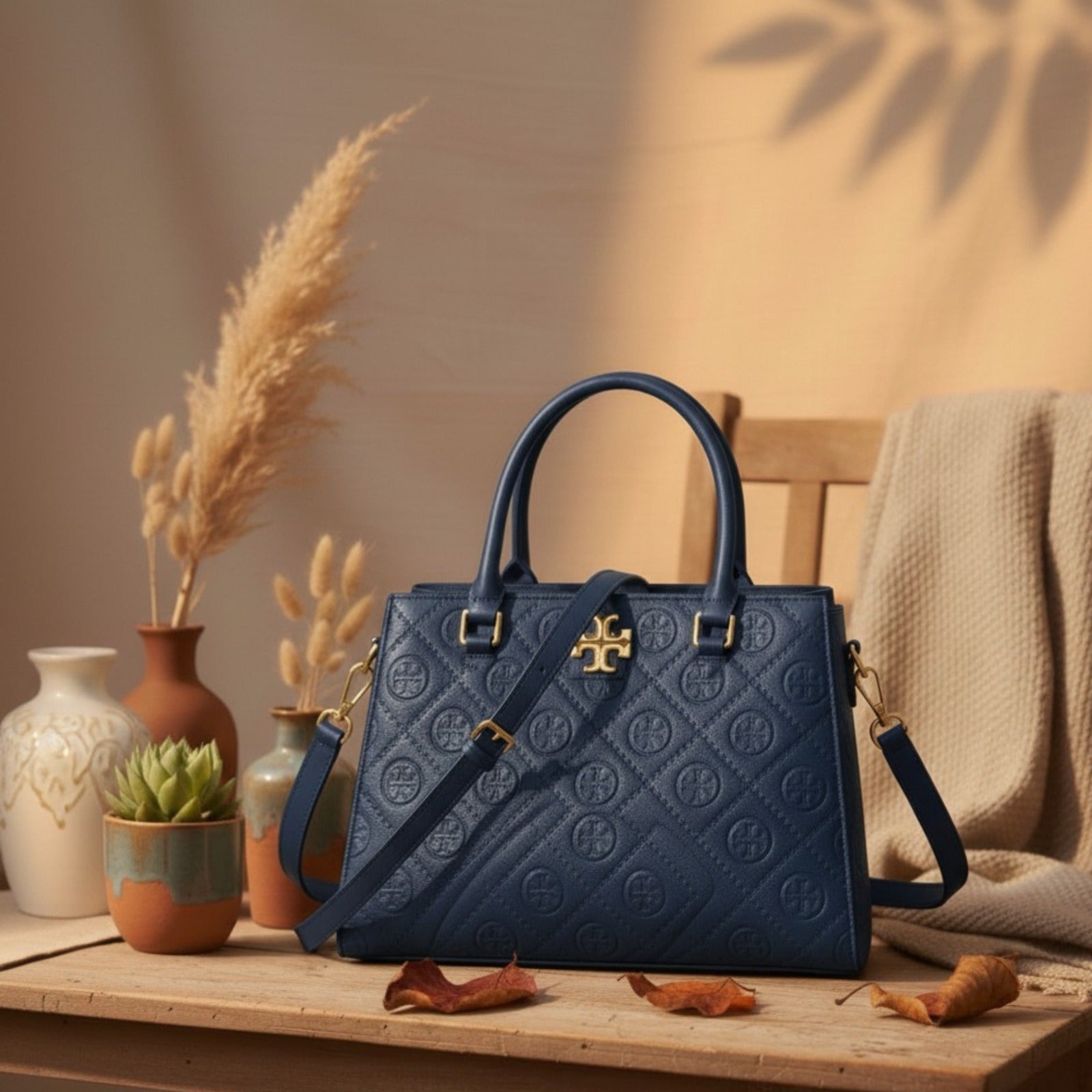 Signature Tory Burch Kira Quilted Satchel HandBag