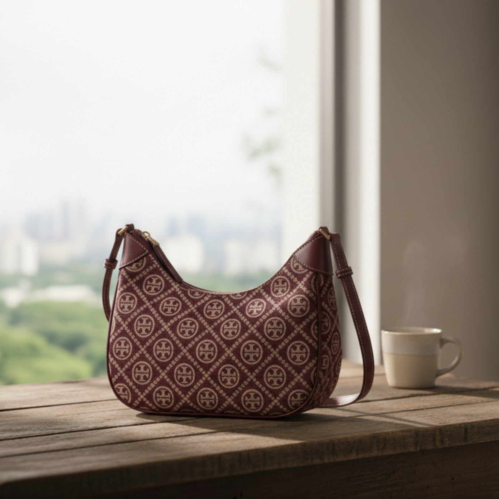 Tory Burch Monogram Crescent Shoulder Bag